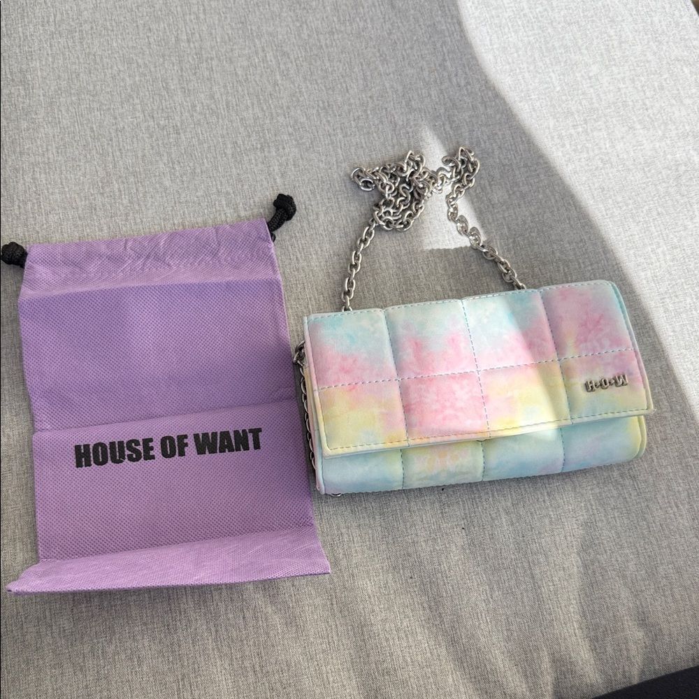 Pastel Tie-Dye Clutch with Chain